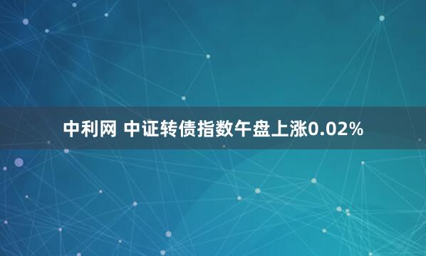 中利网 中证转债指数午盘上涨0.02%