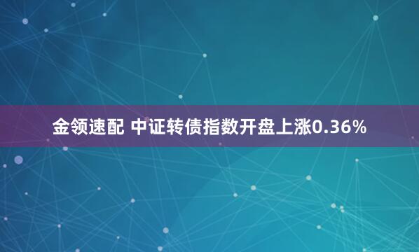 金领速配 中证转债指数开盘上涨0.36%