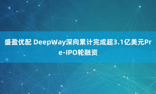 盛盈优配 DeepWay深向累计完成超3.1亿美元Pre-IPO轮融资